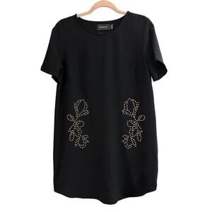 MINKPINK Revolve Black Gold Studded Flower Dress Punk Gothic Grunge Witchy Sz S